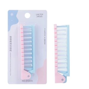 CEPILLO DE CABELLO PLEGABLE ROSA CELESTE