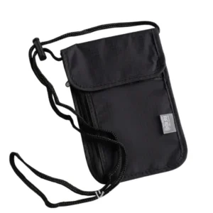 BOLSA PARA PASAPORTE CON CORREA NEGRA